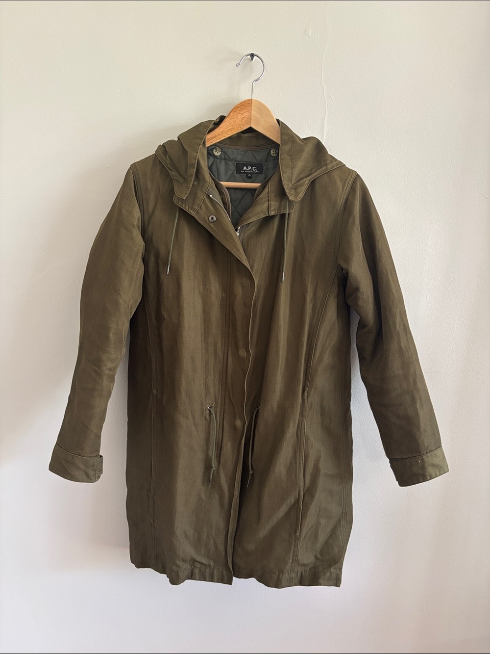 A.P.C. Olive Hooded Trench Coat